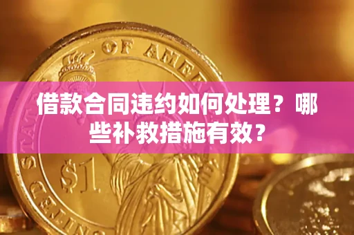 武汉借款合同违约如何处理？哪些补救措施有效？