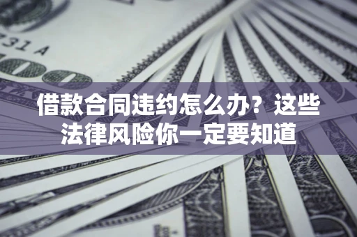 武汉借款合同违约怎么办？这些法律风险你一定要知道